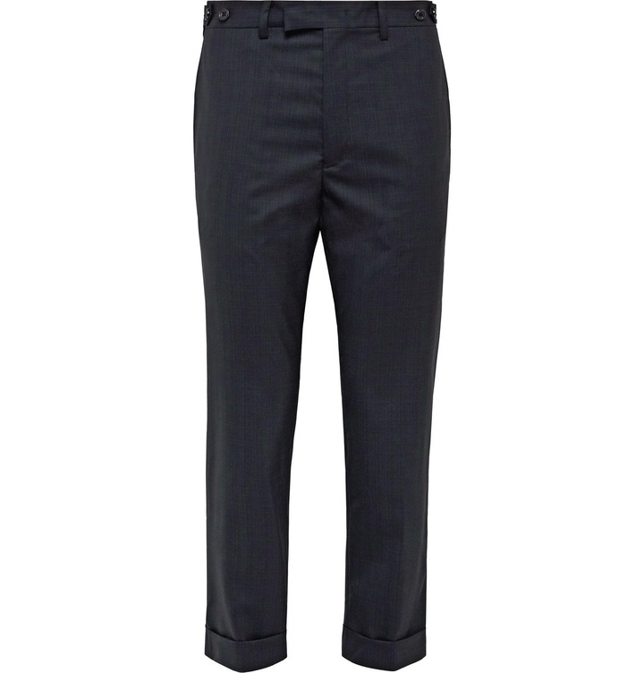 Photo: Beams Plus - Slim-Fit Cropped Checked Wool-Blend Trousers - Blue