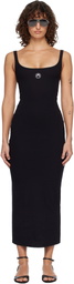 Marine Serre Black Moon Logo Ribbed Jersey Maxi Dress