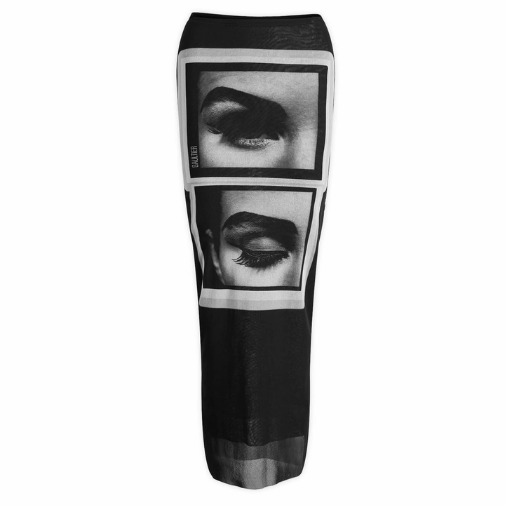 Photo: Jean Paul Gaultier Women's Eyes & Lips Print Skirt in Black/Grey