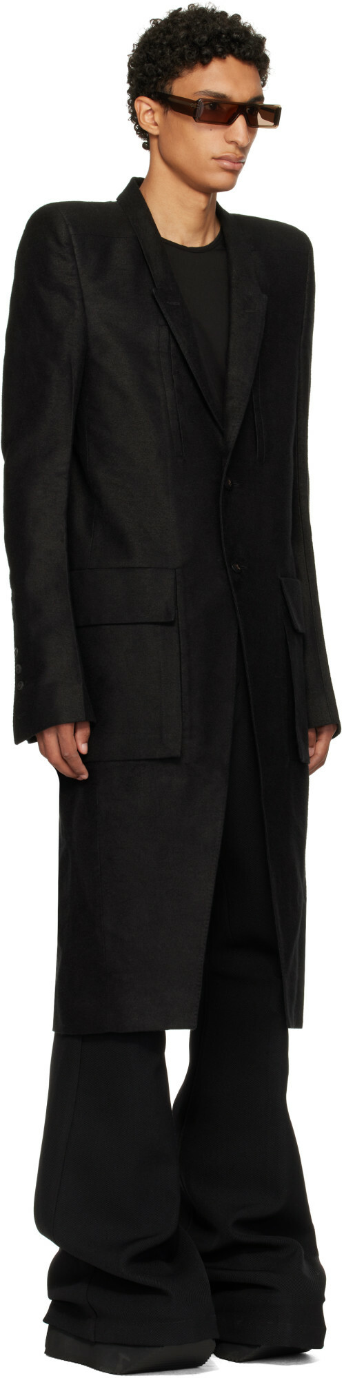 Rick Owens Black Tower Customs Larry Coat