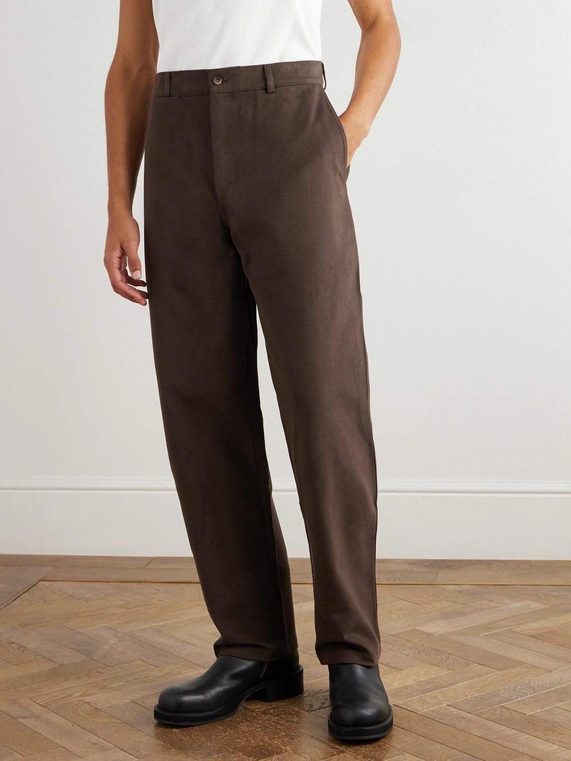 De Bonne Facture - Balloon Tapered Cotton-Twill Trousers - Brown