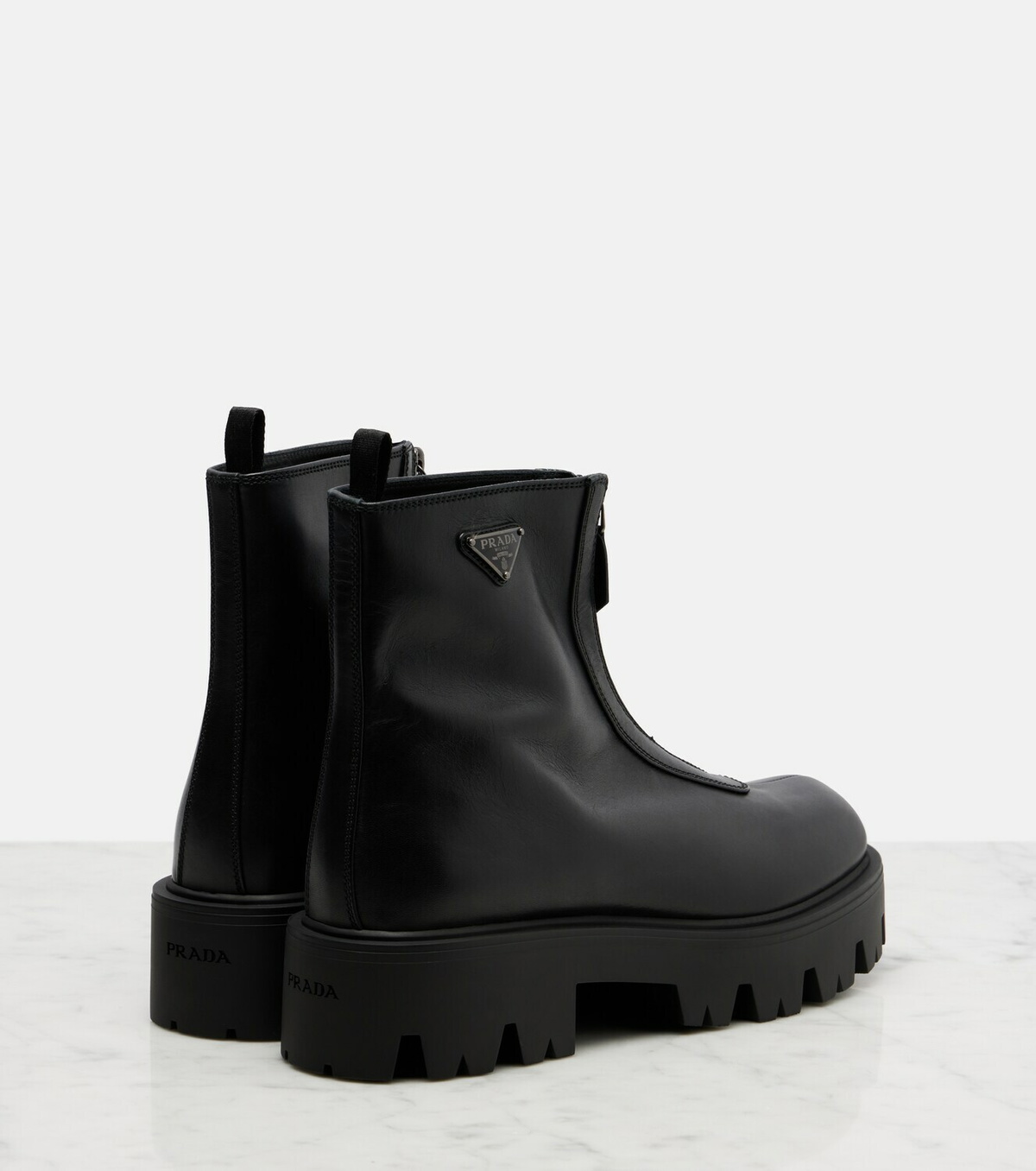 Prada Leather platform ankle boots