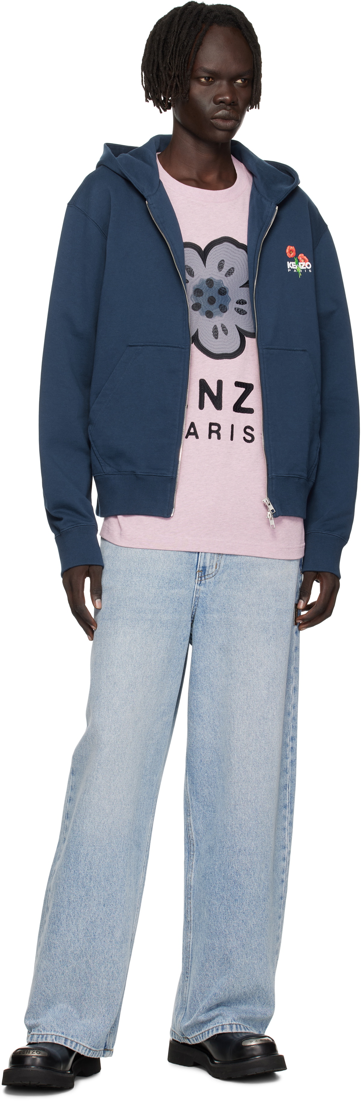 Kenzo Navy Kenzo Paris 'KENZO Archive Bouquet' Full-Zip Hoodie