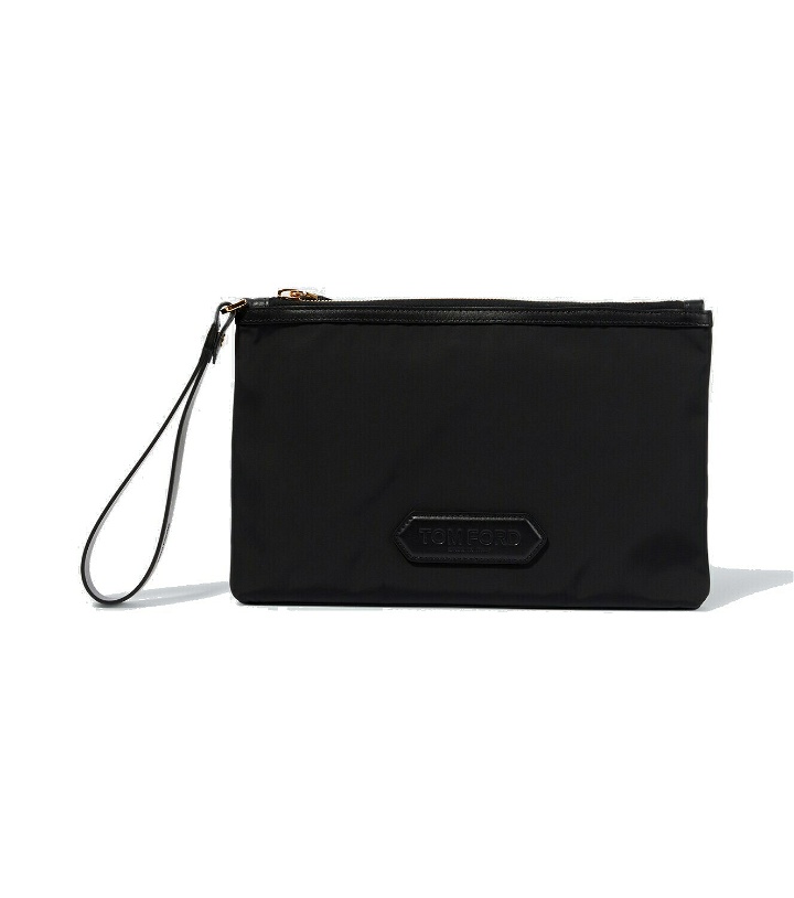 Photo: Tom Ford Logo leather-trimmed pouch