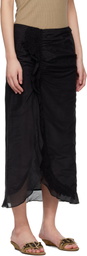 Isabel Marant Black Velina Crochet Cotton Silk Midi Skirt
