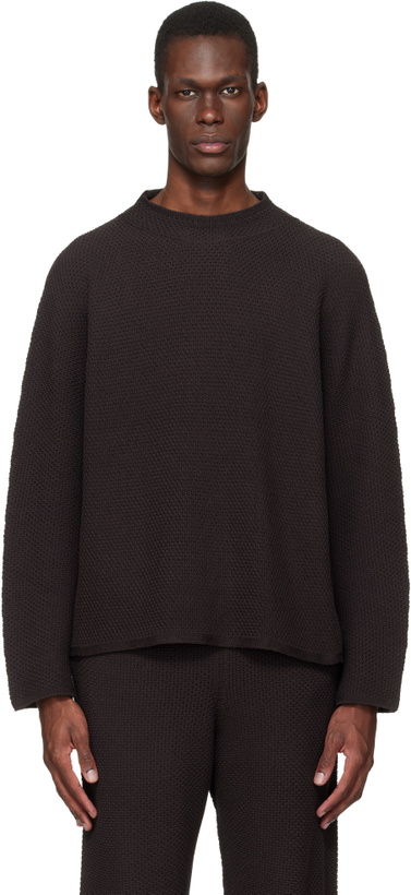 Photo: HOMME PLISSÉ ISSEY MIYAKE Brown Rustic Knit Sweater