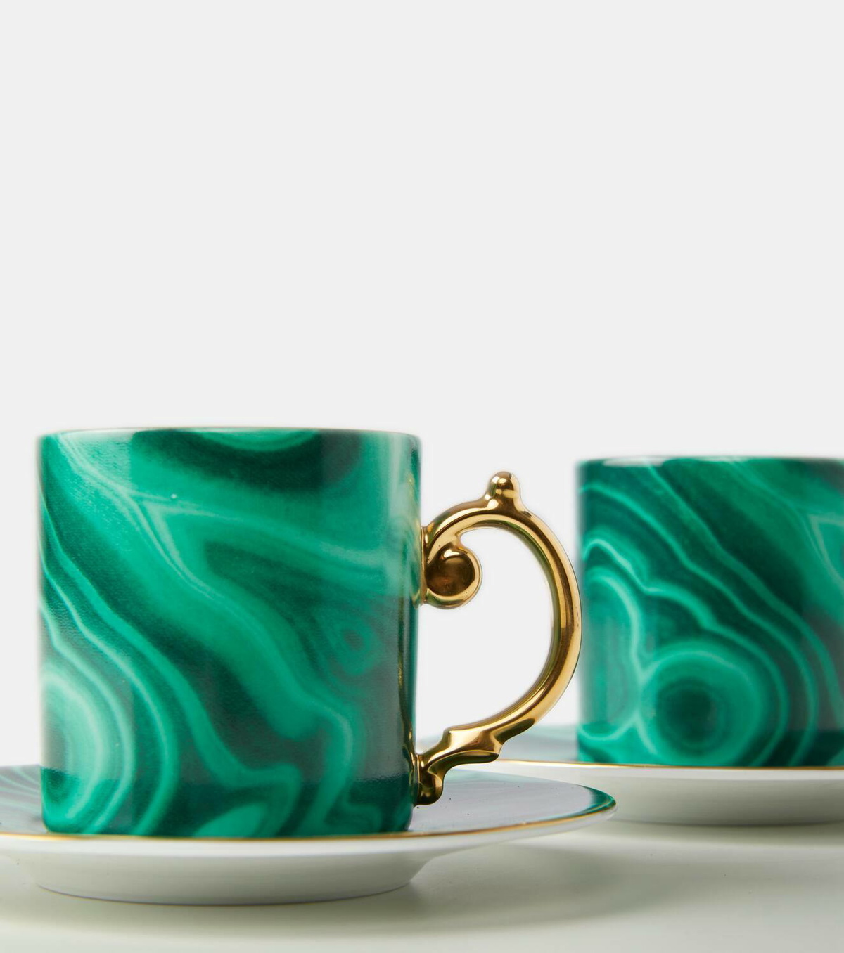 L'Objet Malachite set of 6 espresso cups and saucers