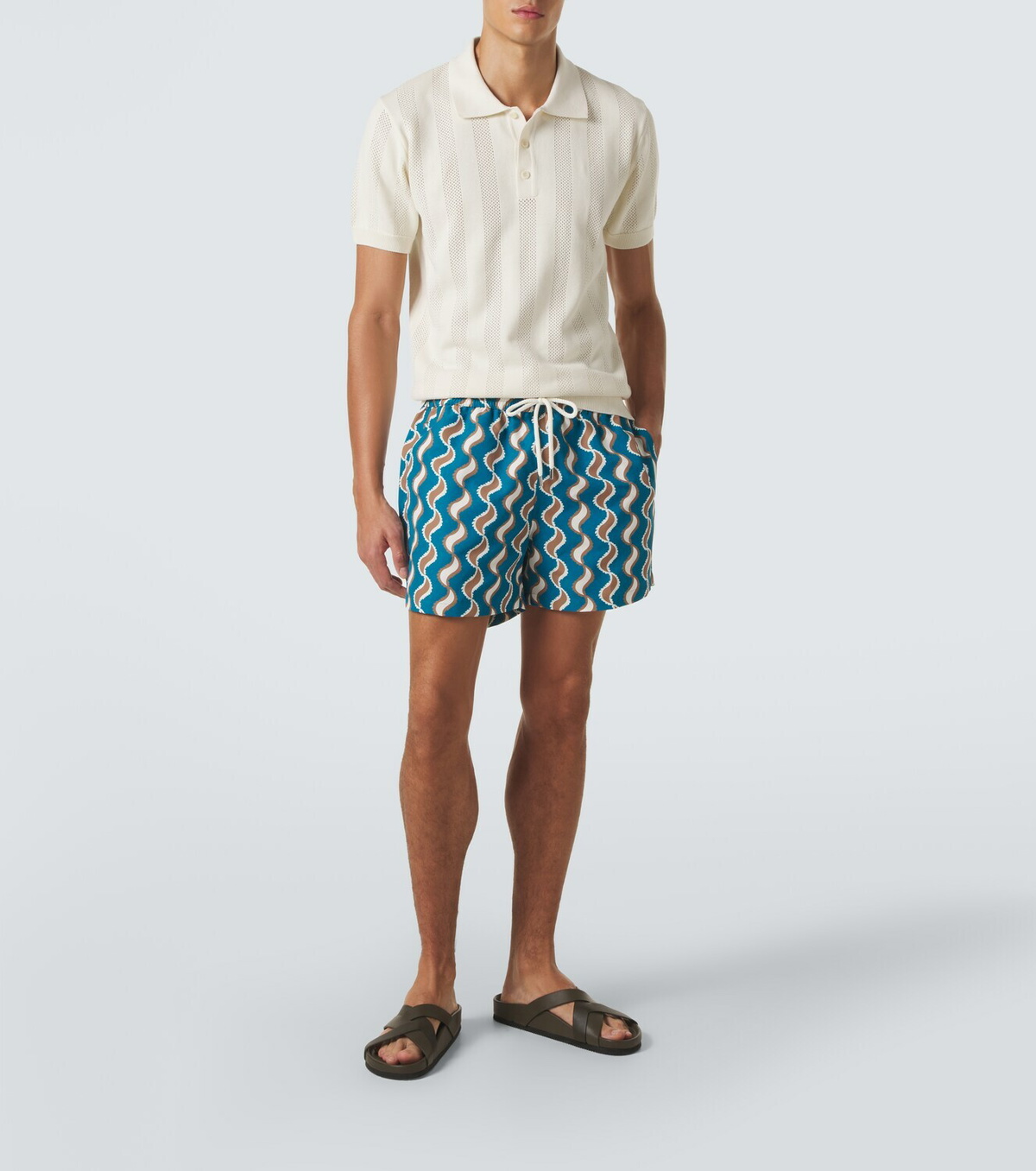 Frescobol Carioca Vidal striped cotton jacquard polo shirt