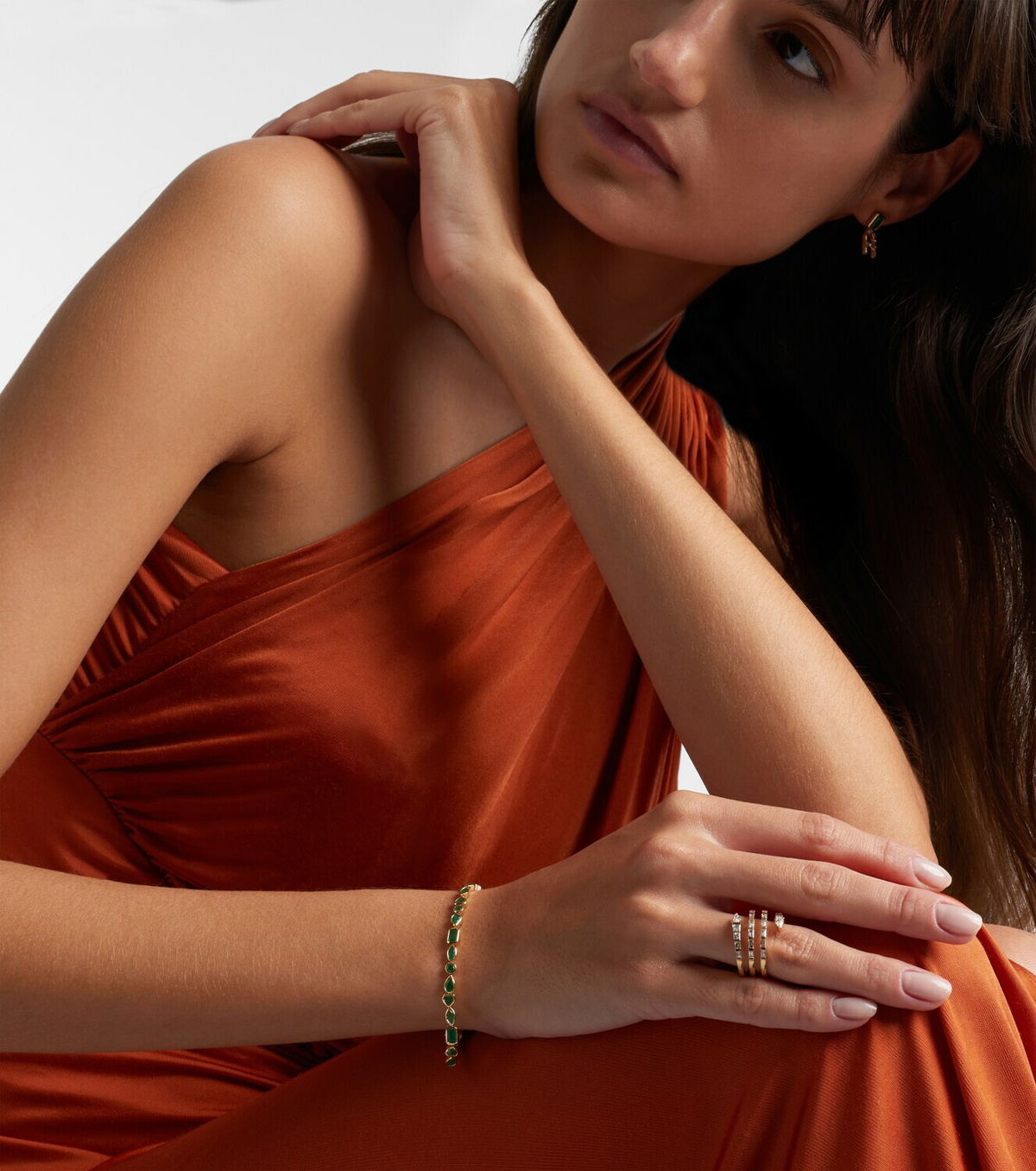 Shay Jewelry 18kt gold tennis bracelet with emeralds