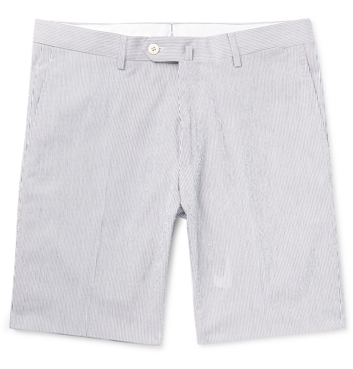 Odyssee - Pierre Pinstriped Linen-Seersucker Shorts - Gray