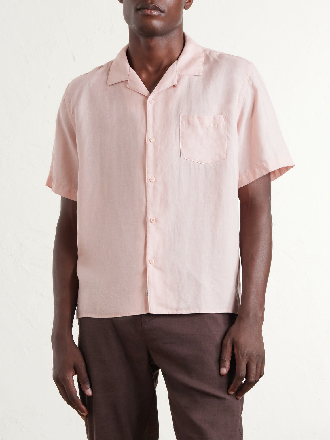 Onia - Convertible-Collar Linen and Lyocell-Blend Shirt - Pink