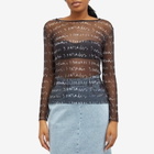 3.Paradis Women's Logo Print Mesh Top in Black