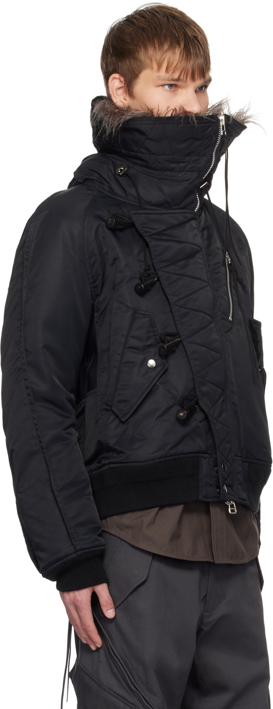 NVRFRGT Black Curved Zip Bomber Jacket