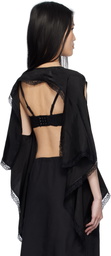 Pushbutton Black Bra Point Square Blouse