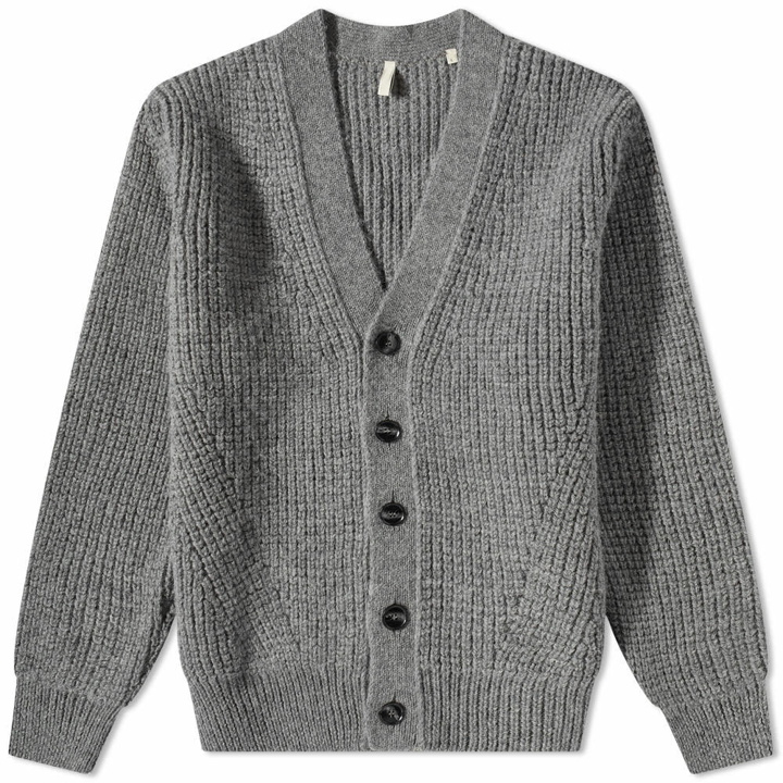 Photo: Sunflower Men's John Waffle Knit Cardigan in Grey Melange