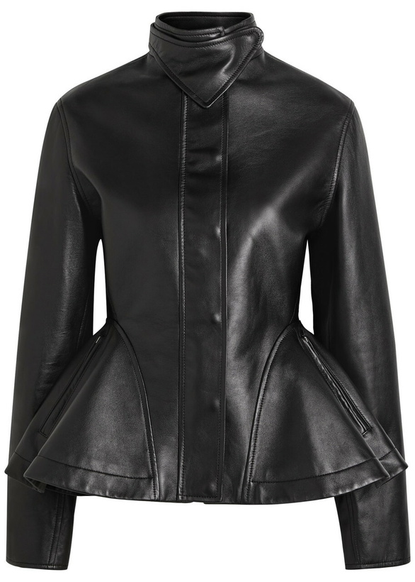 Photo: Alaïa Panelled Peplum Leather Jacket Black