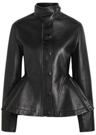 Alaïa Panelled Peplum Leather Jacket Black