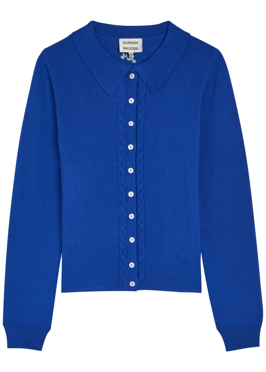 Damson Madder Voula Wool and Cashmere-blend Cardigan Blue
