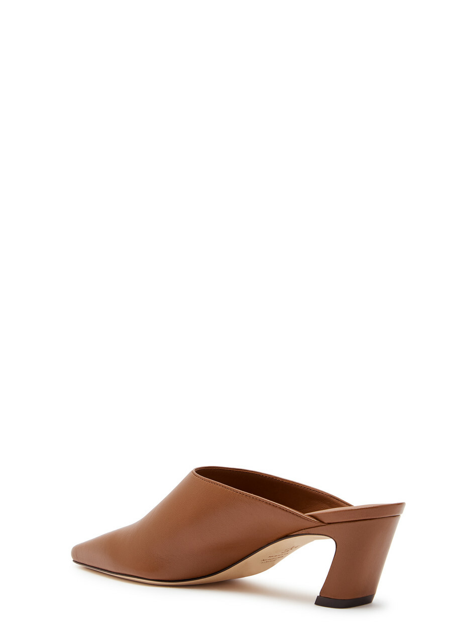Stuart Weitzman Stassi 50 Leather Mules Brown