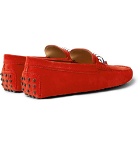 Tod's - Gommino Leather-Trimmed Suede Driving Shoes - Men - Tomato red