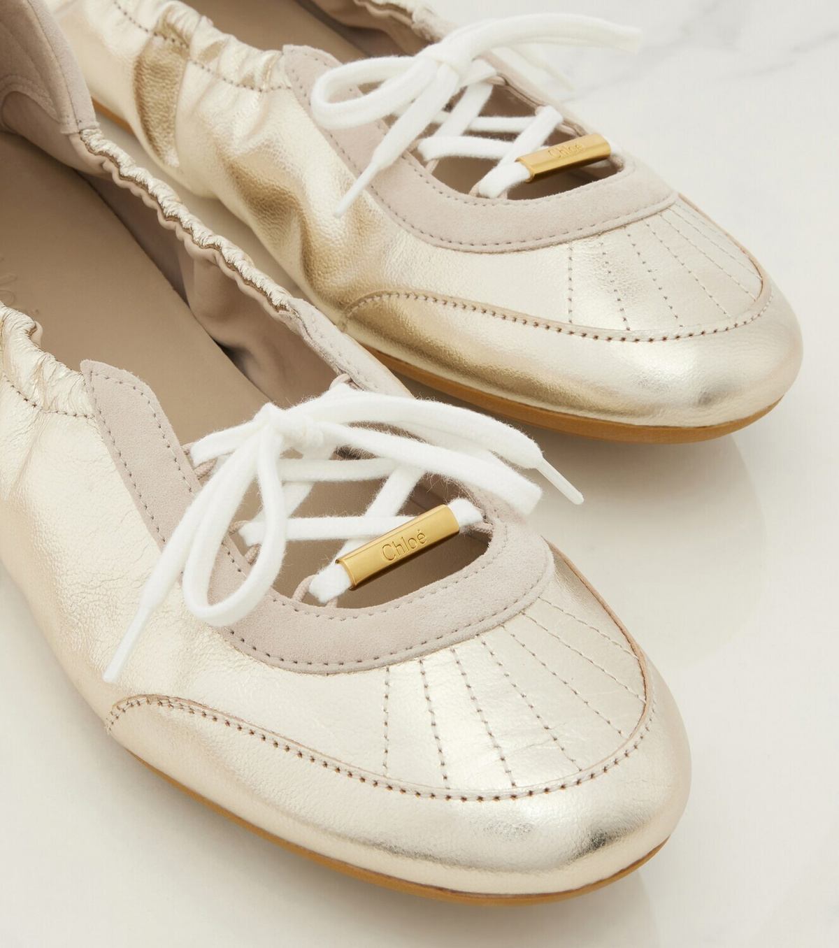 Chloé Chloé Kick metallic leather flats