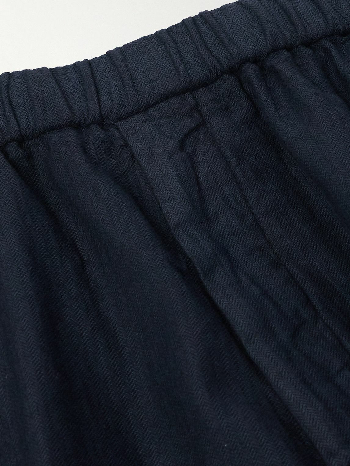 Boglioli - Tapered Herringbone Stretch Linen and Cotton-Blend Trousers - Blue