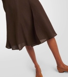 Loro Piana Irene belted linen crêpe midi skirt