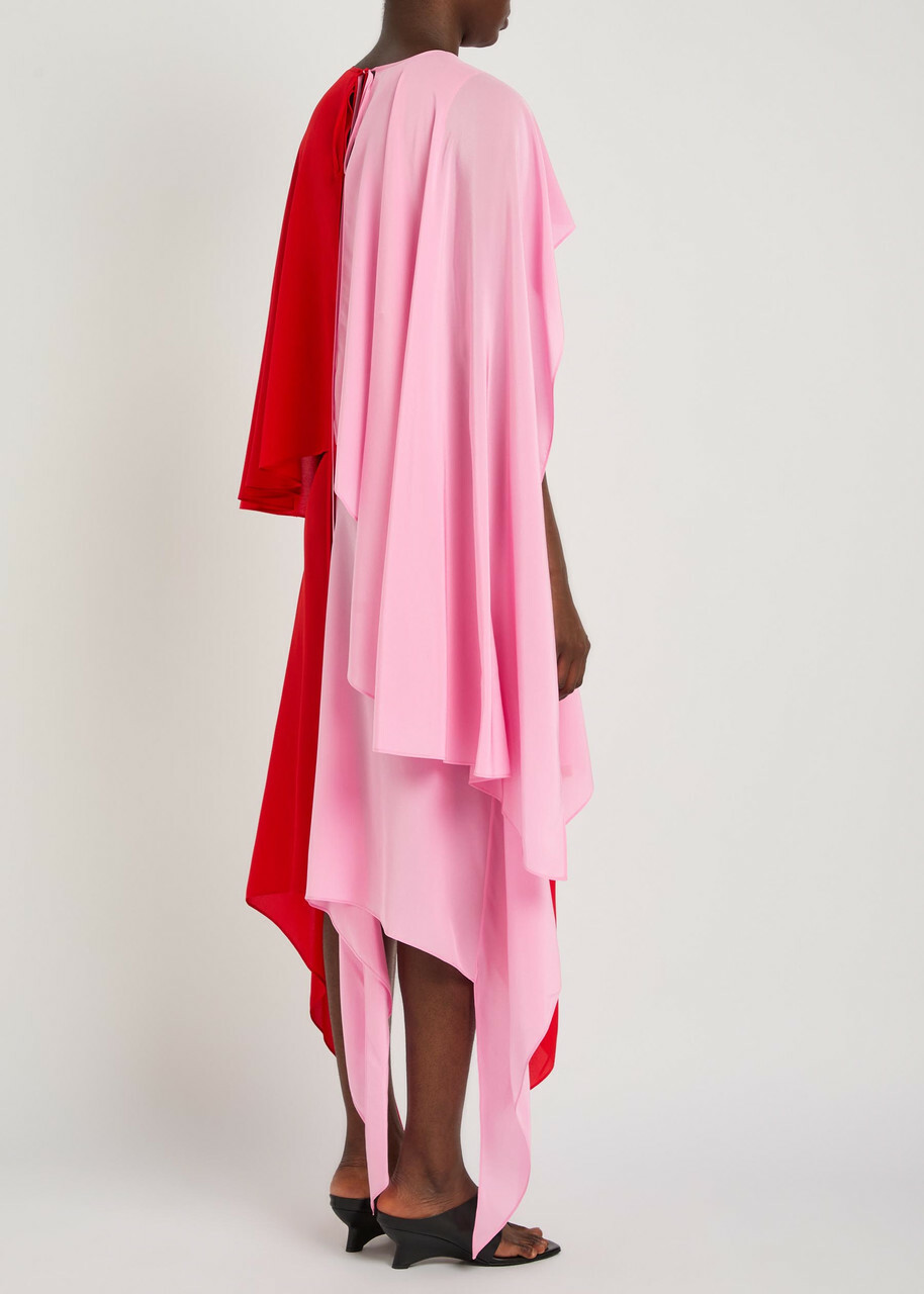 JW Anderson Cape Draped Silk-chiffon Midi Dress Red