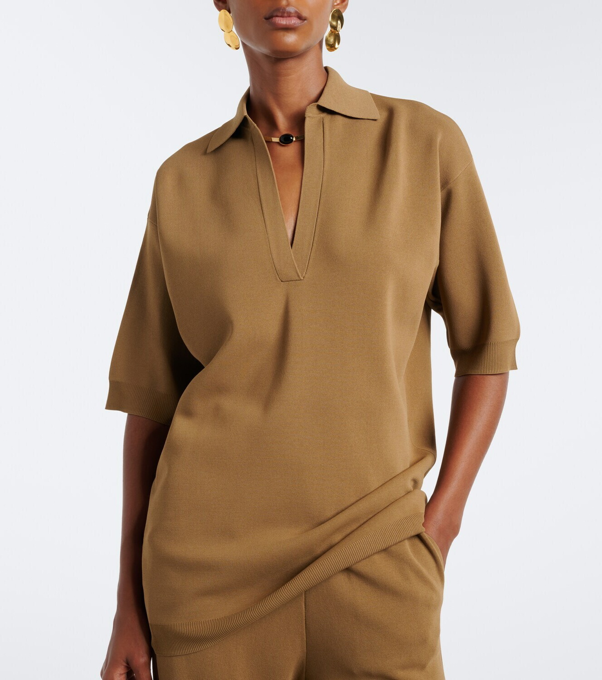 Max Mara Oversized knitted polo shirt