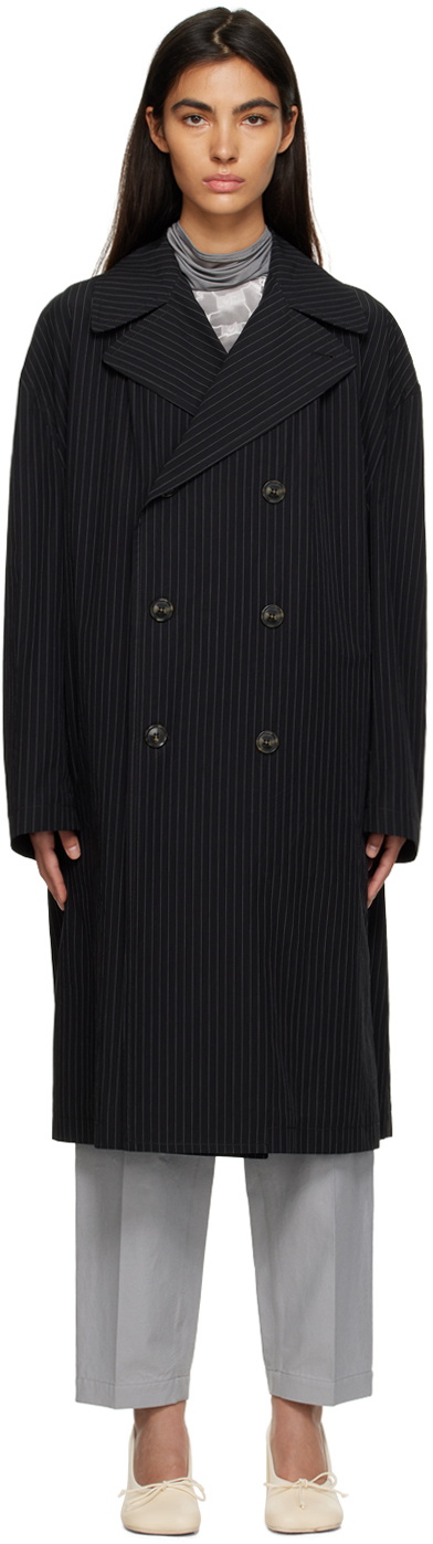 MM6 Maison Margiela Black Pinstripe Coat MM6 Maison Margiela