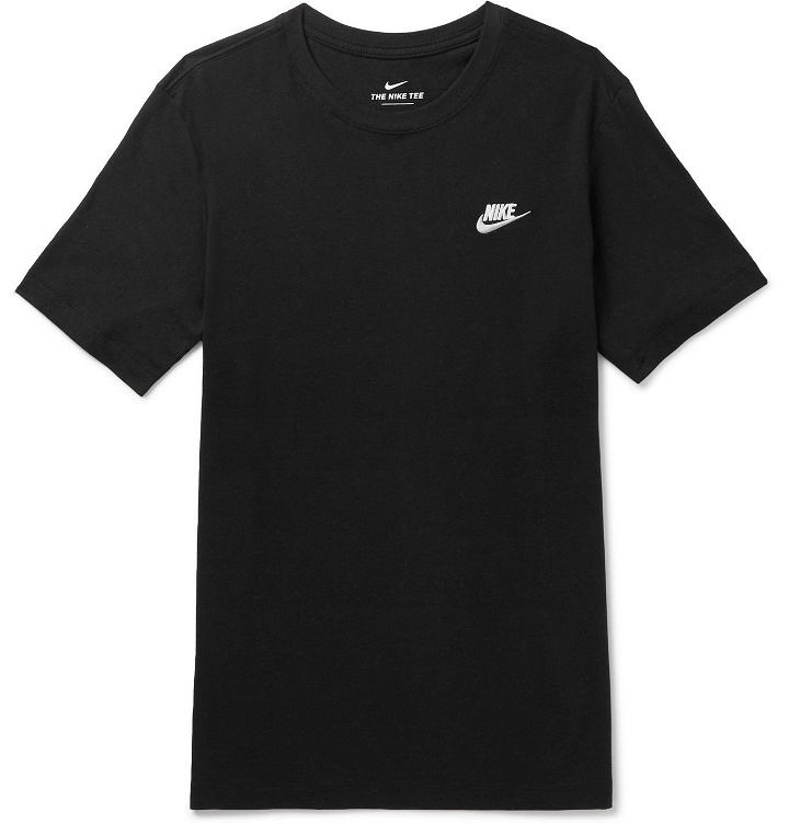 Photo: Nike - Logo-Embroidered Cotton-Jersey T-Shirt - Black