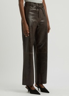 Day Birger ET Mikkelsen Elijah Belted Straight-leg Leather Trousers Brown