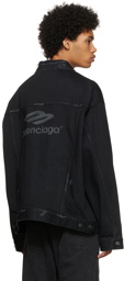 Balenciaga Black 3B Sports Icon Denim Jacket