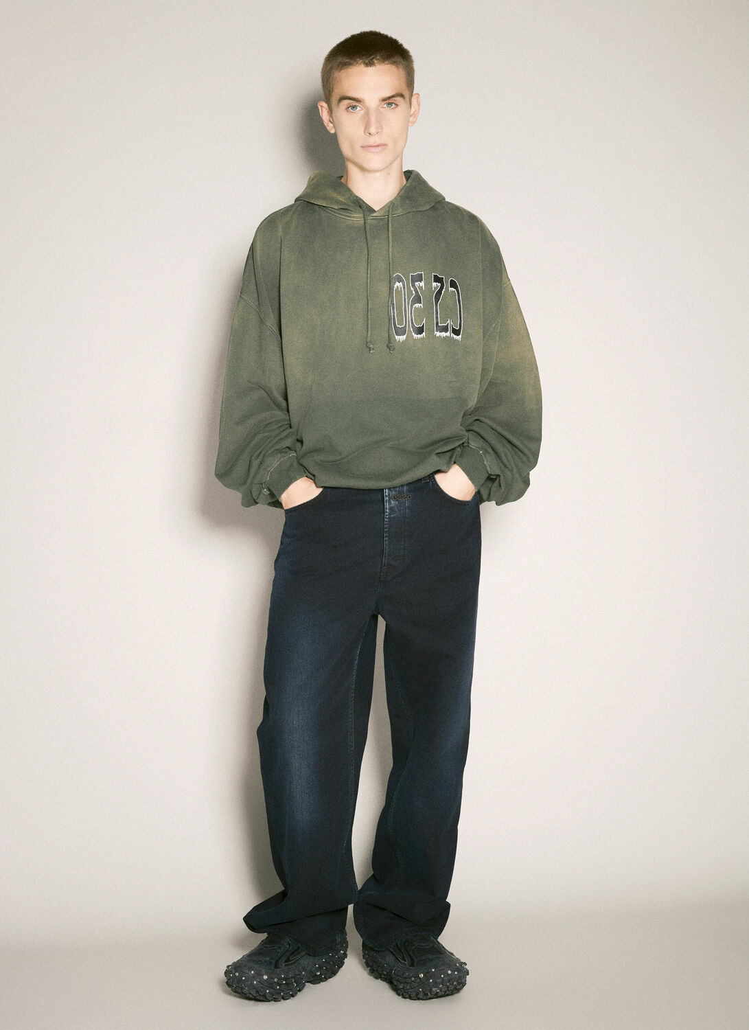 032C Spliced Bubble Hooded Sweatshirt