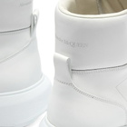 Alexander McQueen Men's Court Mid Nappa Leather Sneakers in White/Optic White