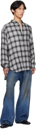 stein Gray Check Oversized Down Pullover Shirt