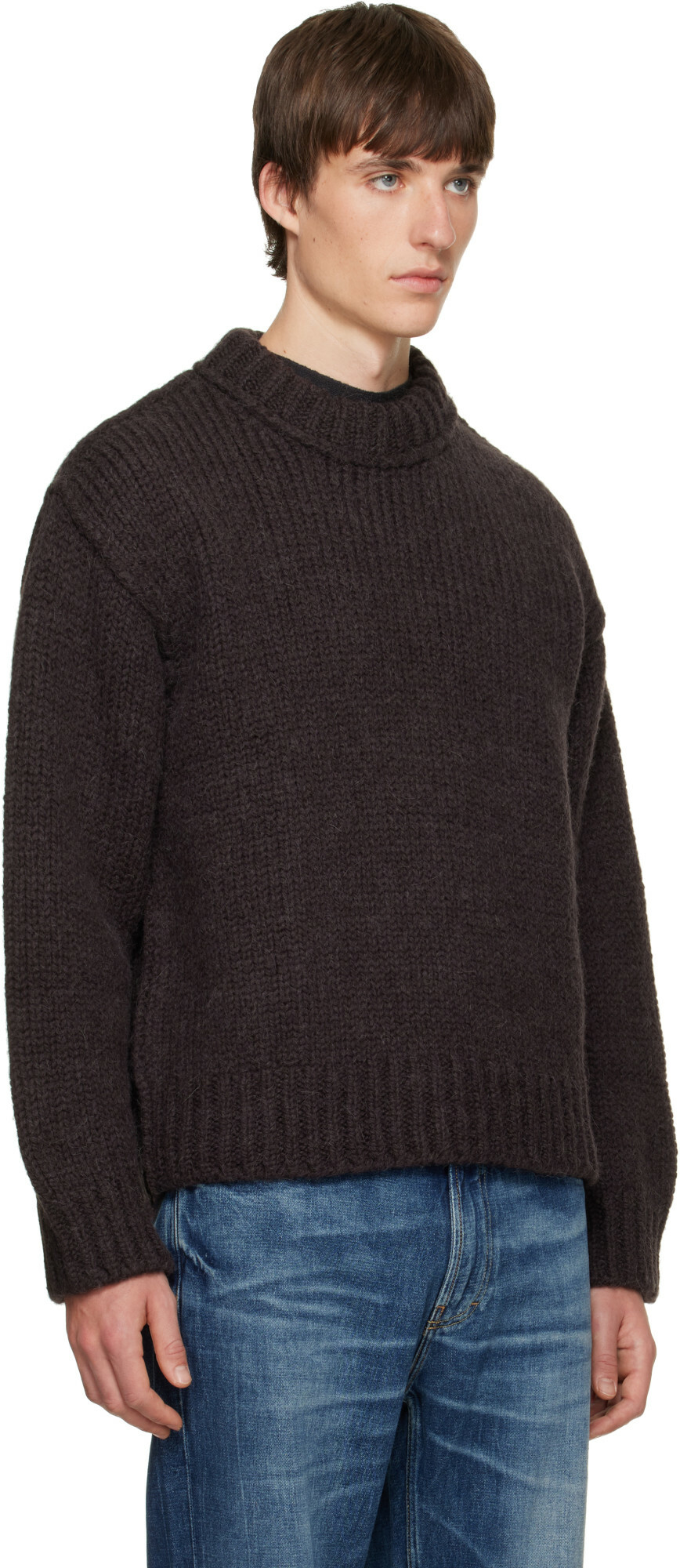 OUR LEGACY Brown Mock Roundneck Sweater