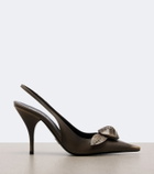 Prada Floral-appliqué leather slingback pumps