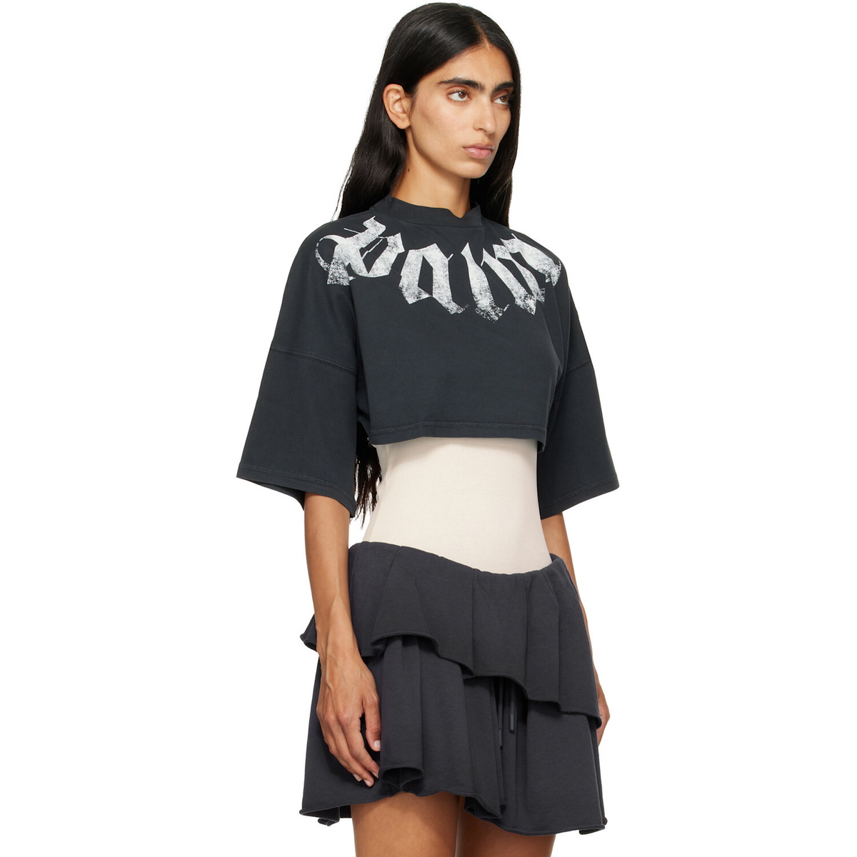 Palm Angels Black Big Neck Logo Mini T-shirt