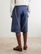 Kartik Research - Rabari Straight-Leg Embroidered Silk Shorts - Blue