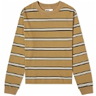 MHL by Margaret Howell Men's Matelot Stripe Long Sleeve T-Shirt in Khaki/Taupe/Black