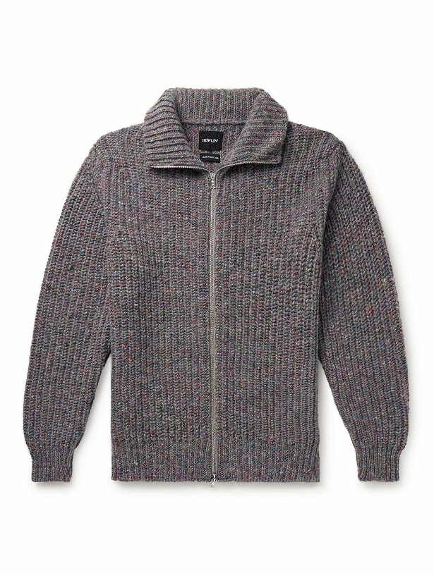 Photo: Howlin' - Loose Ends Ribbed Donegal Wool Zip-Up Cardigan - Gray
