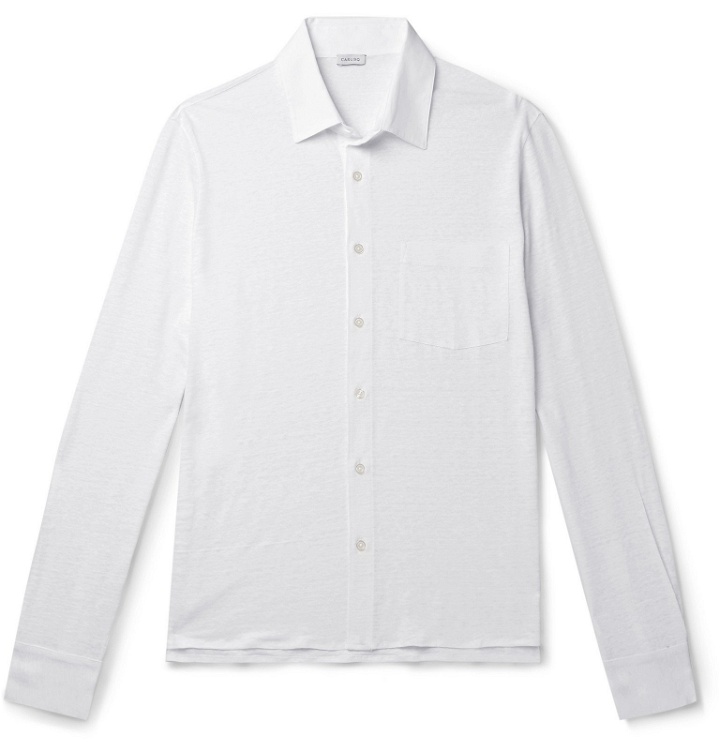 Photo: Caruso - Poplin-Trimmed Slub Linen Shirt - White