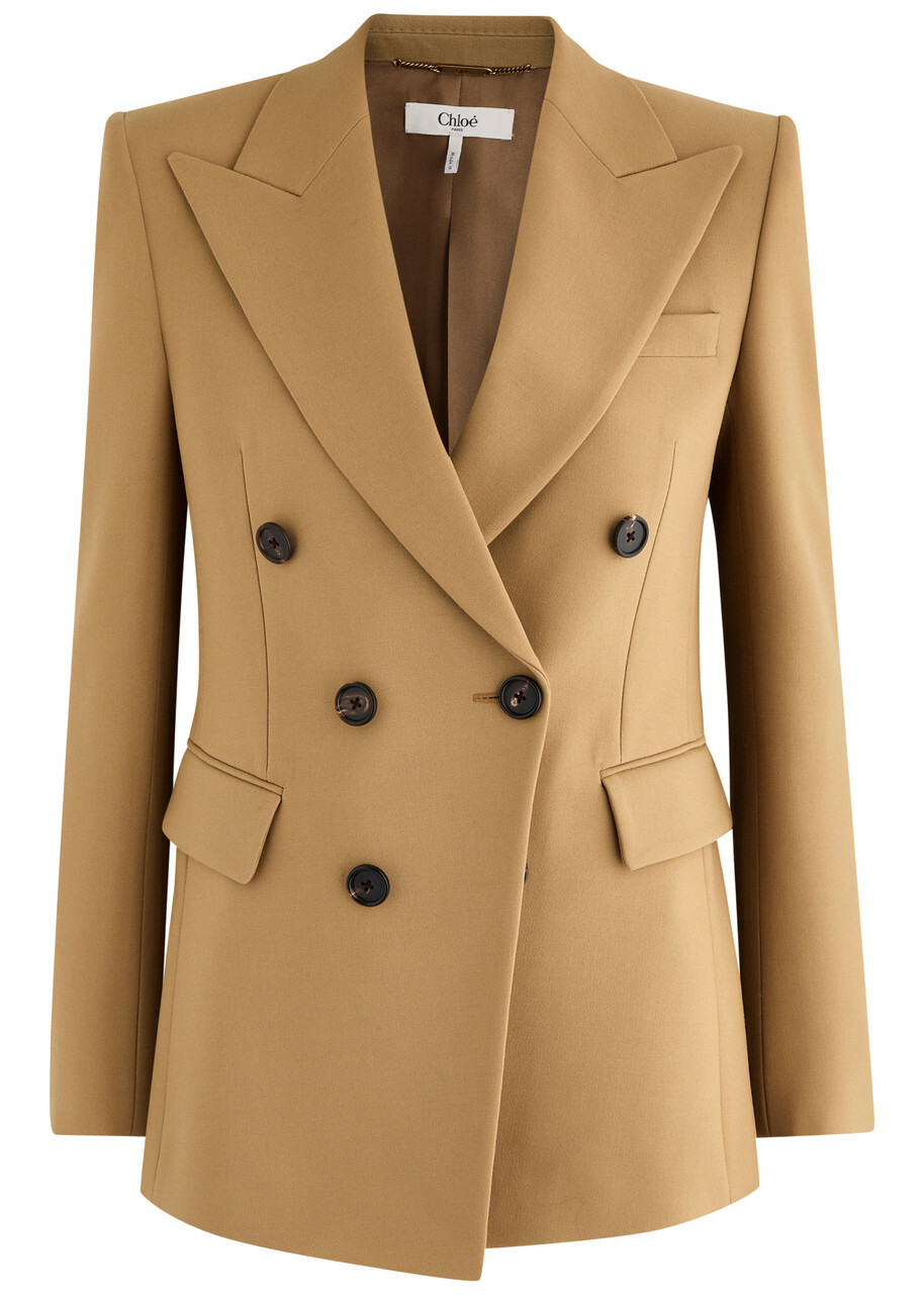 Chloe Double-breasted Wool Blazer Beige