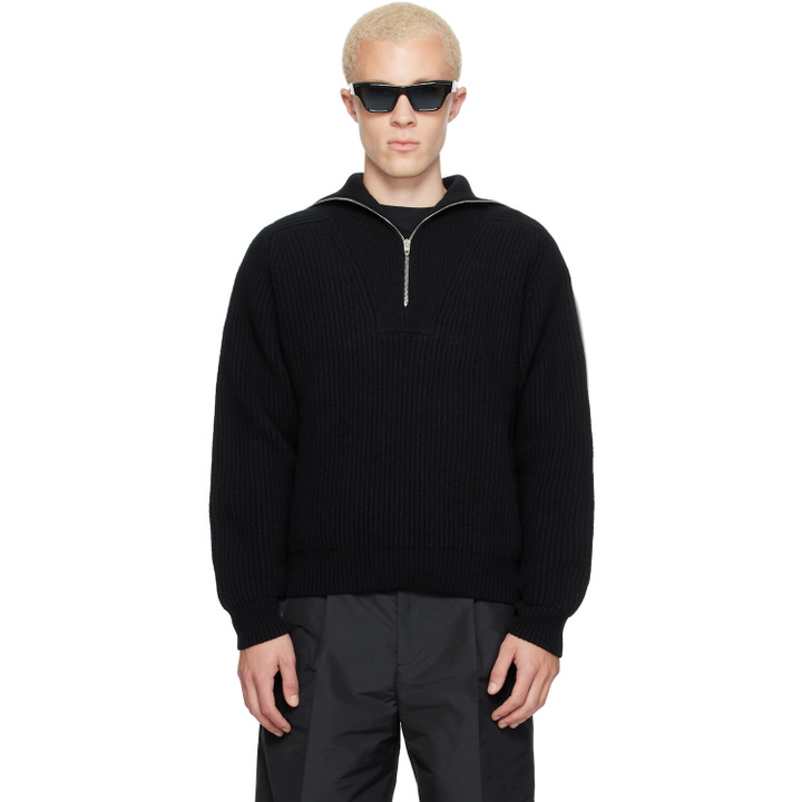 Photo: Jil Sander Black LS High Zipped Neck Sweater