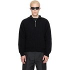 Jil Sander Black LS High Zipped Neck Sweater