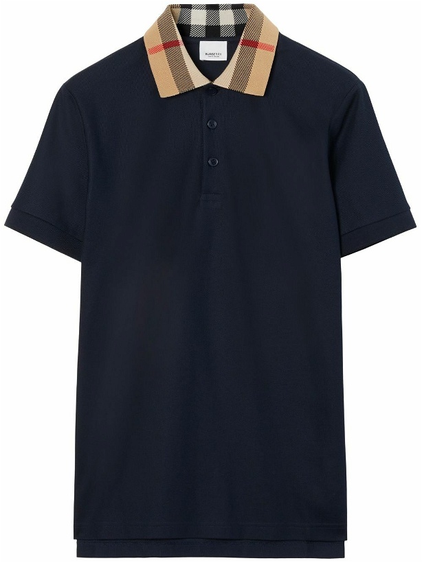 Photo: BURBERRY - Check Motif Cotton Polo Shirt