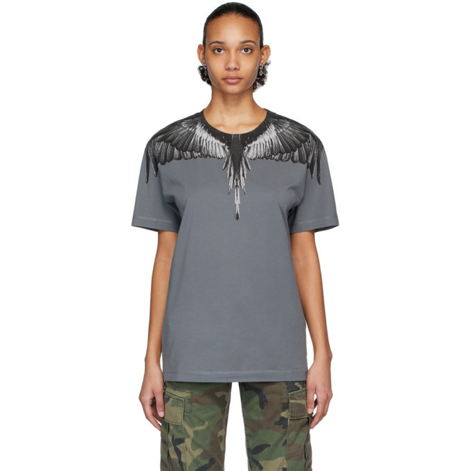 Marcelo Burlon County of Milan Grey and Black Wings T-Shirt