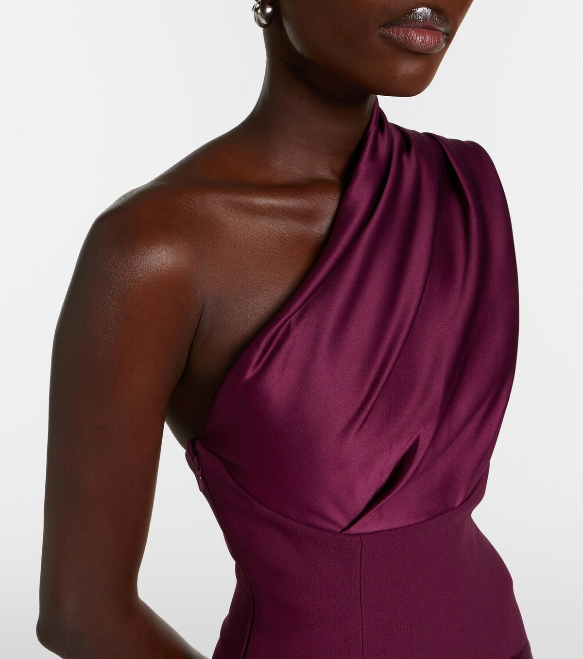 Solace London Gabriela draped one-shoulder satin gown