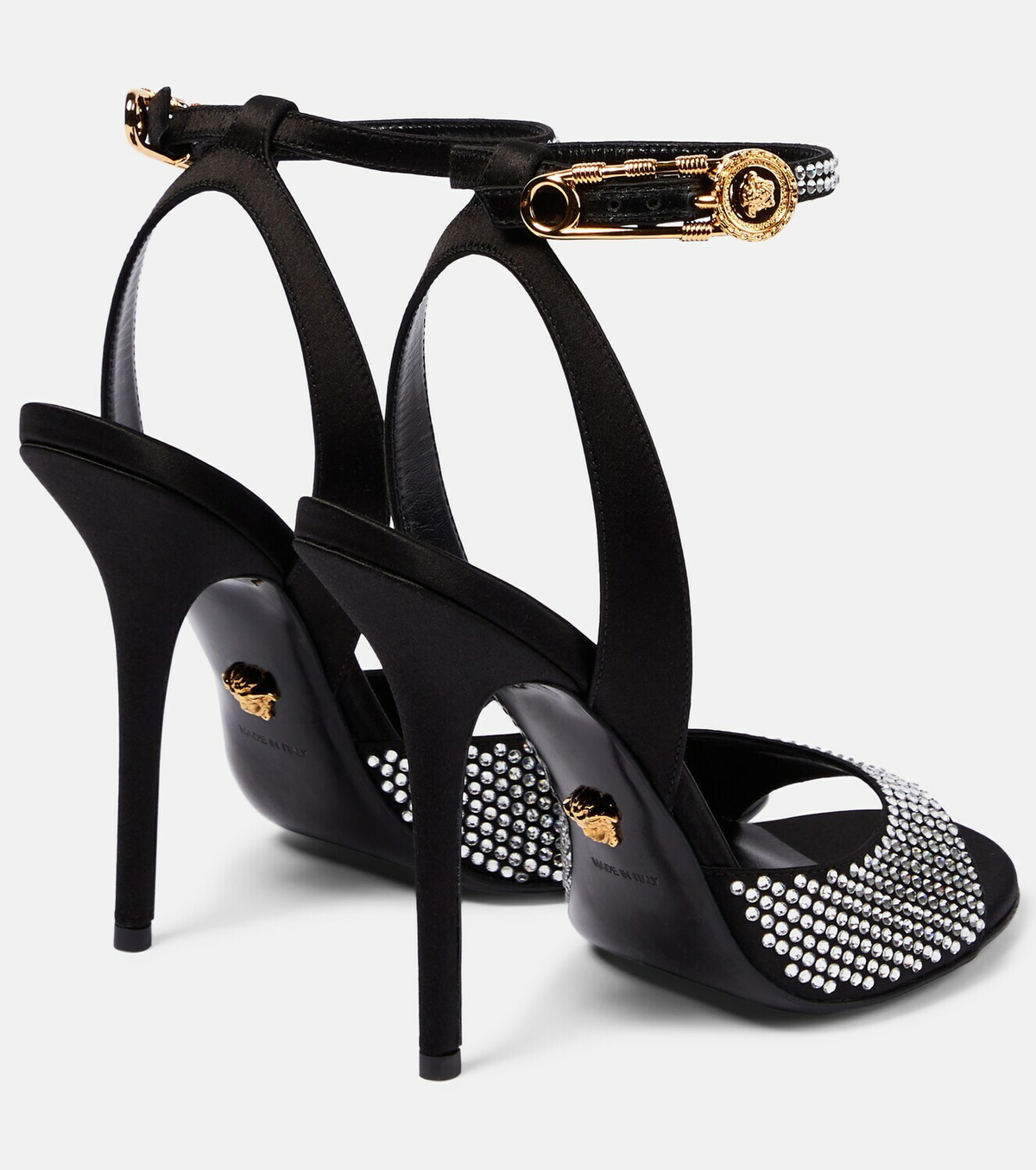 Versace Crystal-embellished satin sandals